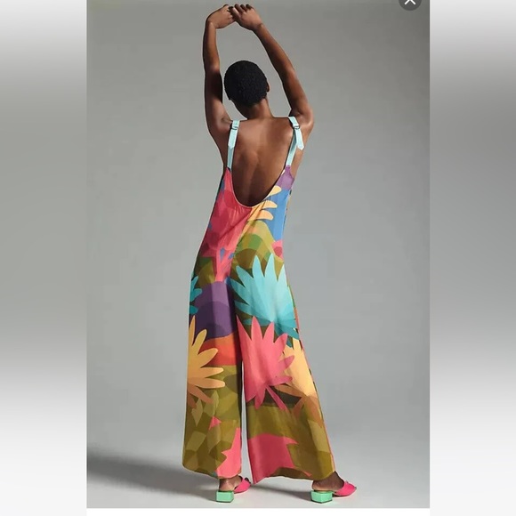 Farm Rio NWT Carioca “Winter” Overalls; Sz Med; top rated & sold out @anthro - Picture 4 of 11